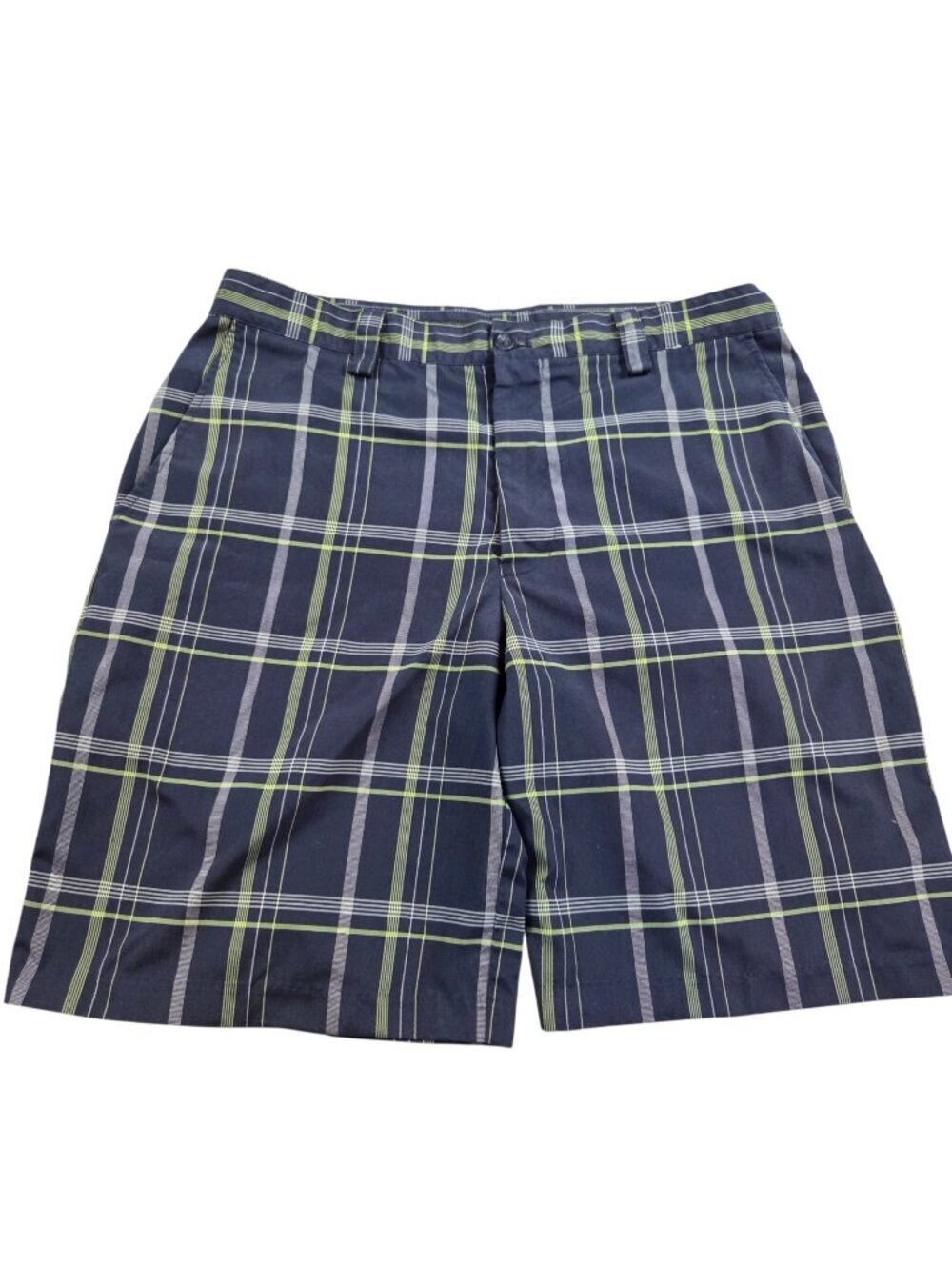 IZOD XFG Golf Shorts Mens 34 Blue Performance Plaid Preppy Chino